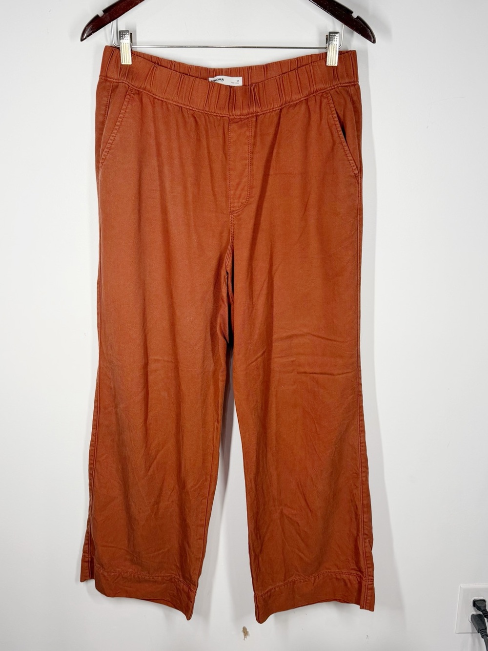 Sonoma Rust Orange Pull-On Wode Leg Chino Pants Medium Lyocell Cotton